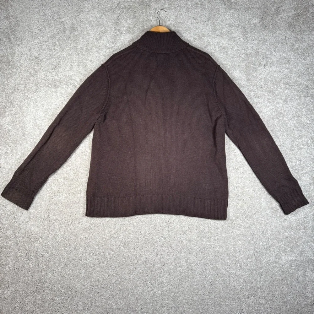 Banana Republic Brown Lambswool Cashmere Mock Neck Button Up Knit Sweater Mens L
